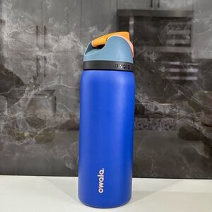 Owala Blue Water Bottle with Orange Lid